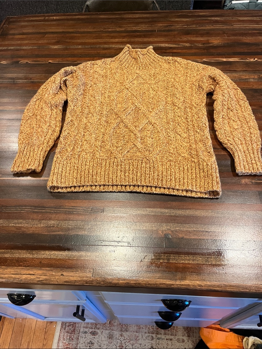 L.L. Bean Cable Knit Sweater in Mustard medium